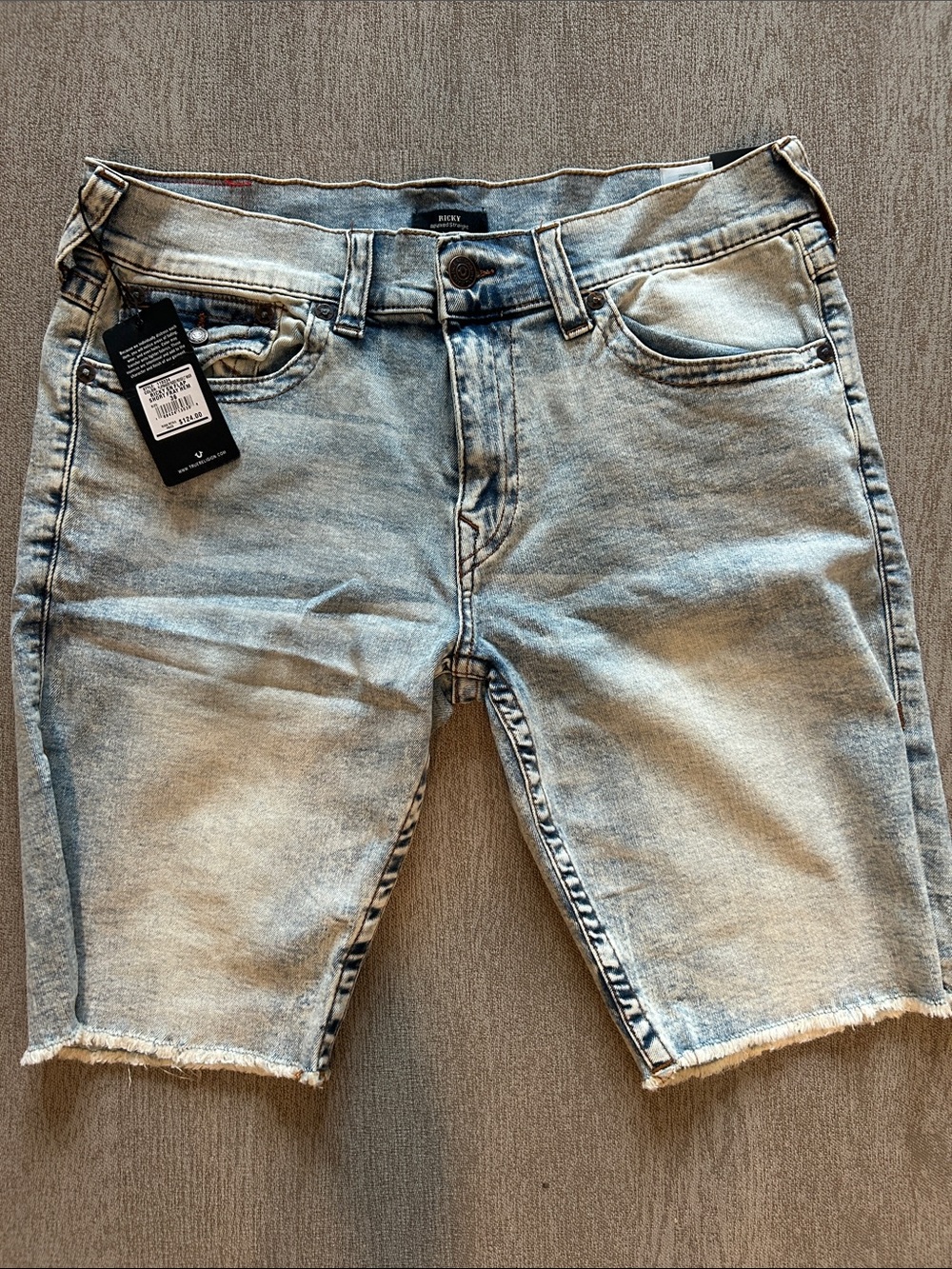 True Religion Men's Light Blue Denim Jean Shorts